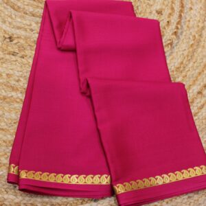 Rani Pink Mysore Crepe Silk Saree with Mango Border