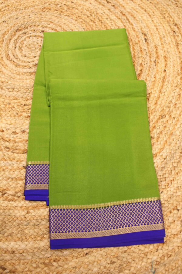 Mehendi Green & Blue Mysore Crepe Silk Saree