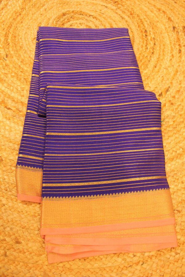 Mysore Crepe Silk Saree with Horizontal Zari Stripes