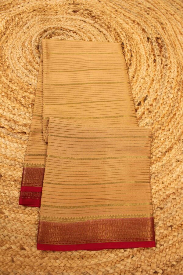 Mysore Crepe Silk Saree with Horizontal Zari Stripes - Image 3