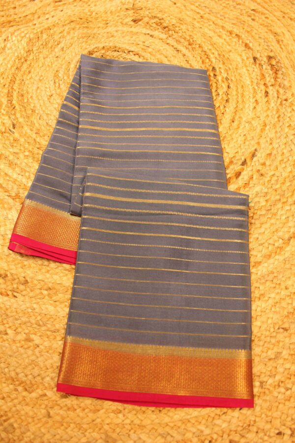 Mysore Crepe Silk Saree with Zari Stripes