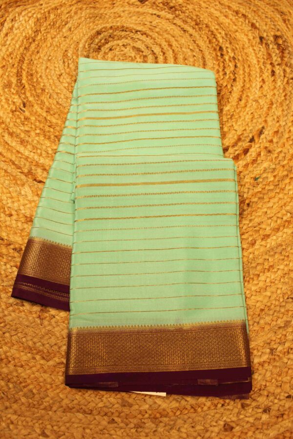 Mysore Crepe Silk Saree with Zari Stripes - Image 2