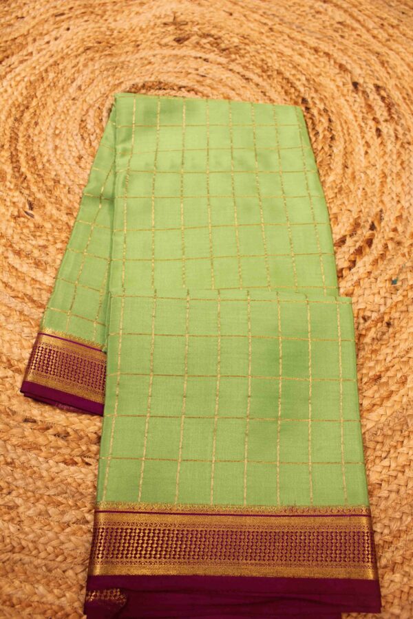 Mysore Crepe Silk Saree with Big Zari Checks - Image 2