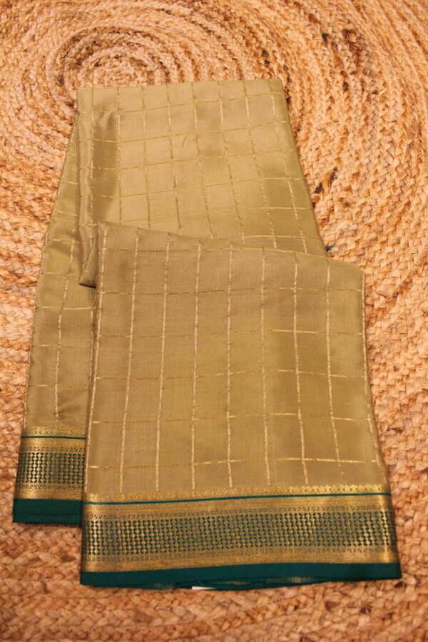 Mysore Crepe Silk Saree with Big Zari Checks - Image 3