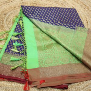 Alternative view of 3D Kashi Katan Semi Banaras Silk Saree