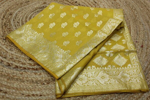 Mustard Mulmul Cotton Saree