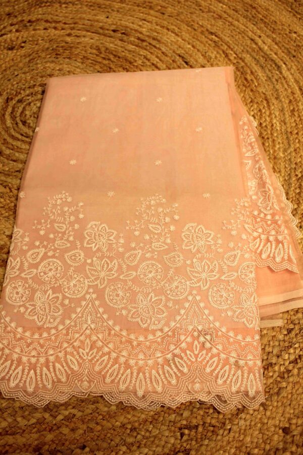 Semi Organza Embroidery Scallop Border