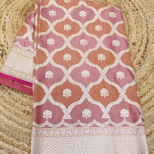 Onion Pink & Orange Rangkat Semi Katan Banaras Saree