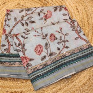 Semi Tussar Saree - Kanta Work/Grey