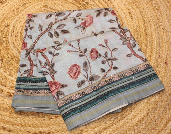 Semi Tussar Saree - Kanta Work/Grey