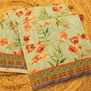 Semi Tussar Saree - Kanta Work/Pista