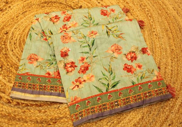 Semi Tussar Saree - Kanta Work/Pista