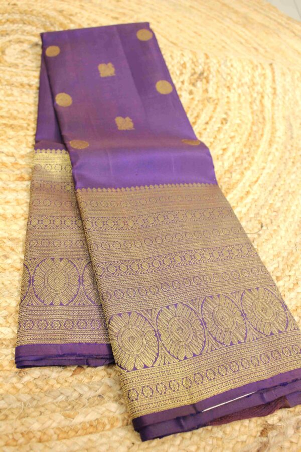 Purple Big Border with Buttas Pure Kanchi Saree