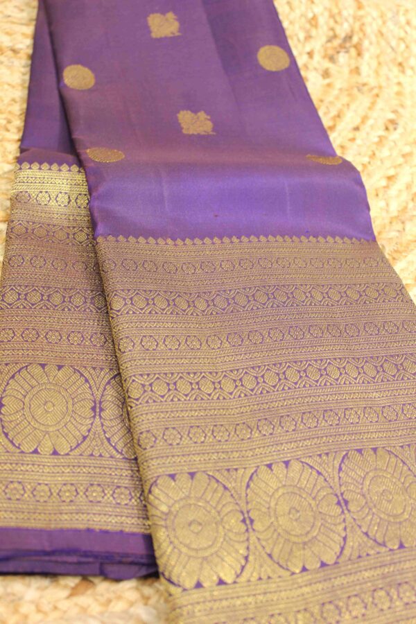Purple Big Border with Buttas Pure Kanchi Saree - Image 2