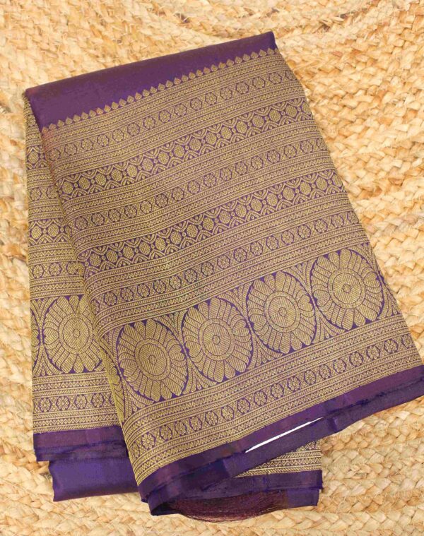 Purple Big Border with Buttas Pure Kanchi Saree - Image 3