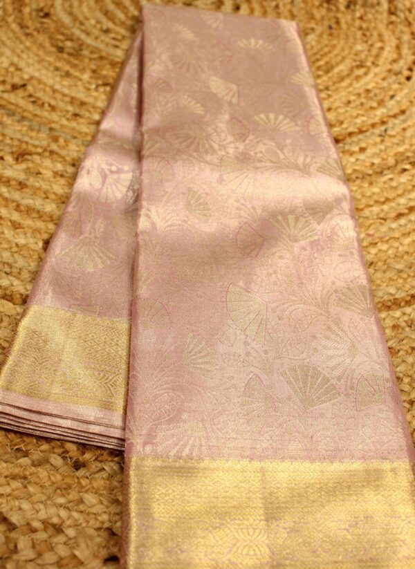 Pink Brocade Tissue Pure Kanchi Saree