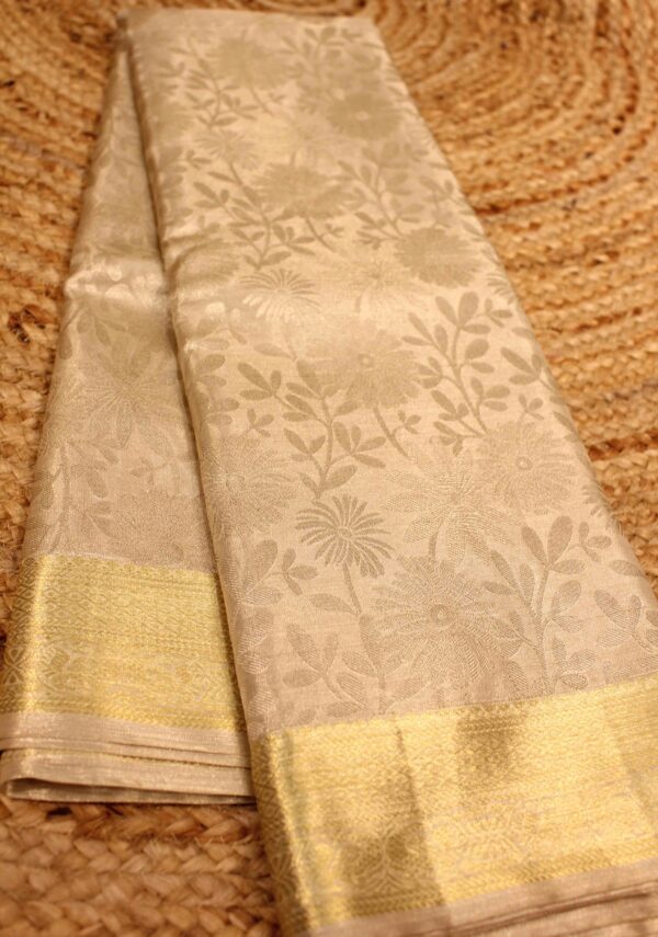 Gold Brocade Tissue Pure Kanchi Saree