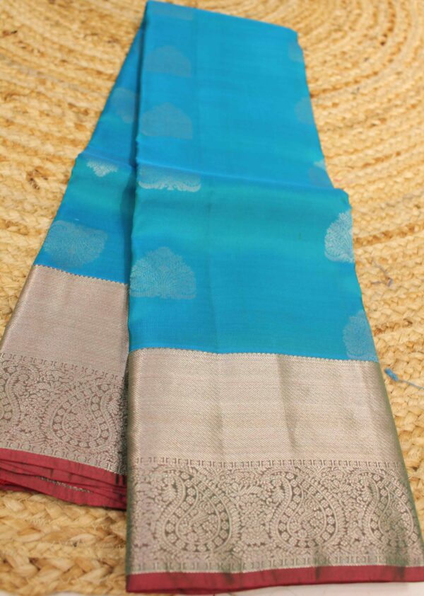 Kanchi Silk Saree with Mango Border and Buttas - Image 4