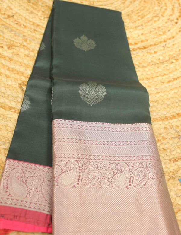 Kanchi Silk Saree with Big Border & Buttas - Image 5