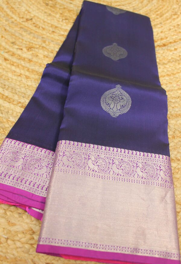 Kanchi Silk Saree with Peacock Border - Image 2