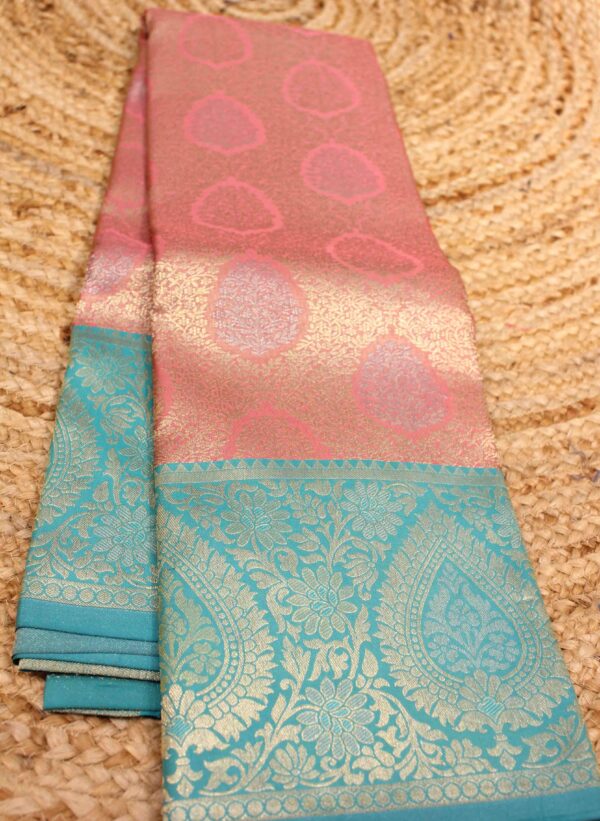 Pink & Sona Roopa Zari Brocade Pure Kanchi Silk Saree - Image 2