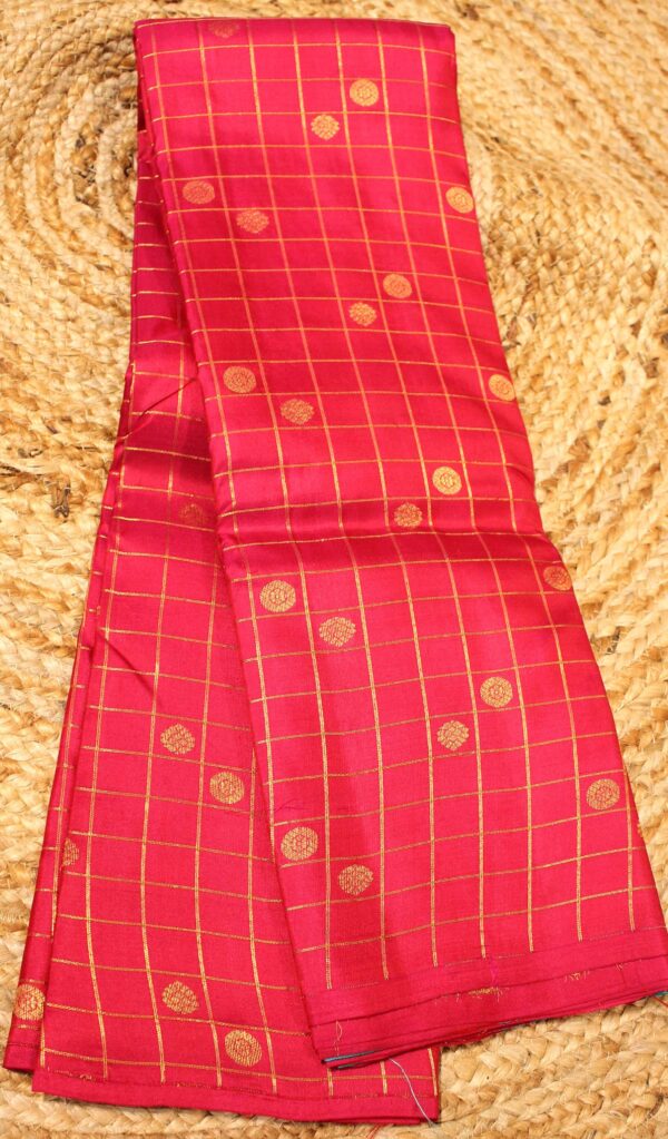 Rani Pink & Ananda Blue Zari Checks & Buttas Pure Kanchi Silk Saree