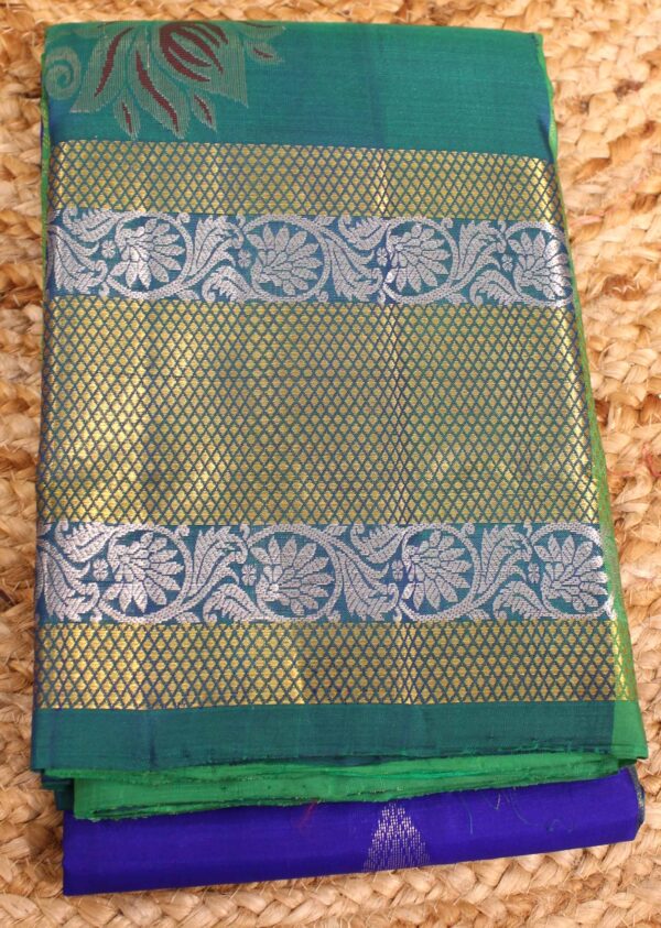 Blue & Green with Meenakari Buttas Pure Kanchi Silk Saree