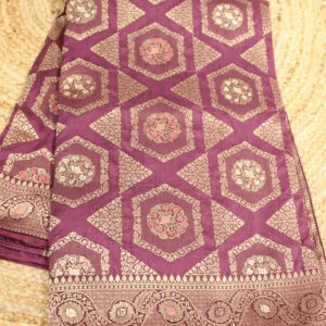 Zari Woven Geometrical Semi Banaras Saree