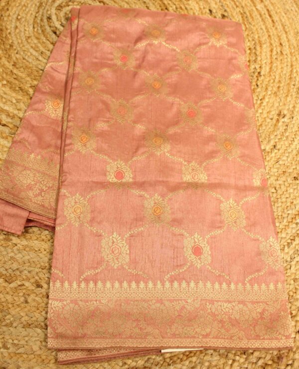 Zari Woven Jaal with Meenakari Semi Banaras Saree - Image 3