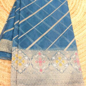 Alternative view of Semi Organza Diagonal Saree