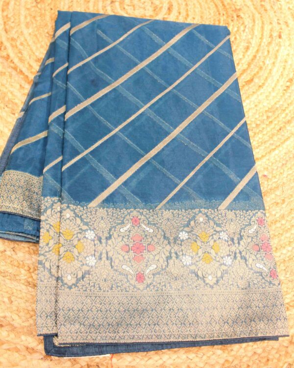 Semi Organza Diagonal Saree - Image 2