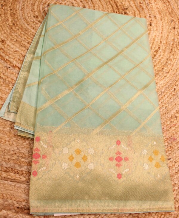 Semi Organza Diagonal Saree - Image 4