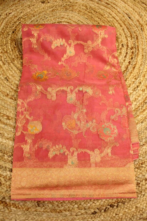 Semi Organza Meenakari Saree - Image 2