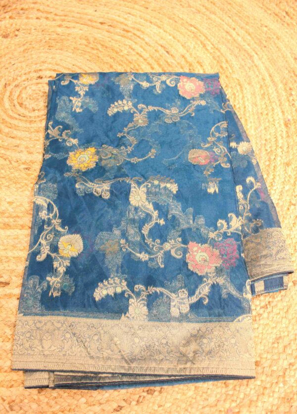 Semi Organza Meenakari Saree - Image 3