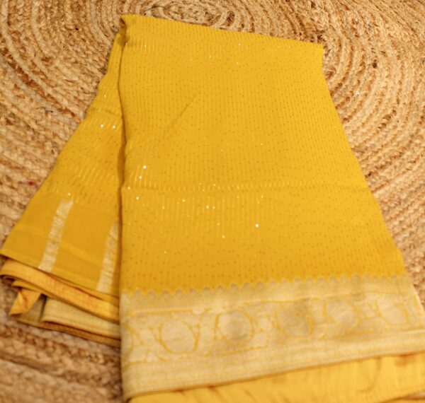 Verticle Stripes with Sequence Georgette Saree - Image 4