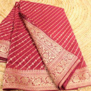 Alternative view of Diagonal Stripes Georgette Saree