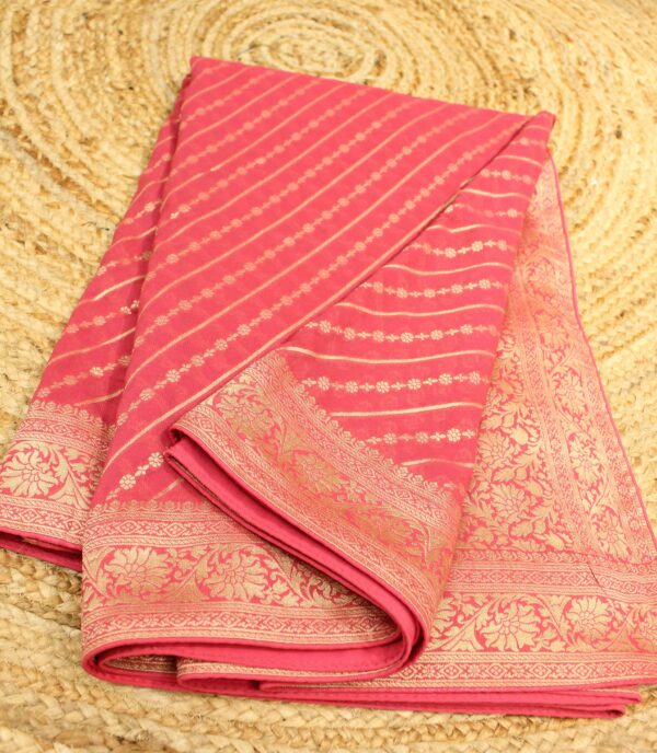 Diagonal Stripes Georgette Saree - Image 3