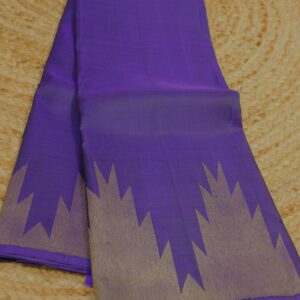 Indigo & Gold Temple Border Pure Kanchi Silk Saree
