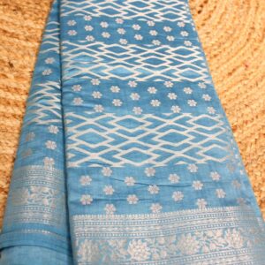 Alternative view of Pure Chiniya Silk Floral & Geometrical Buttas Banaras Saree