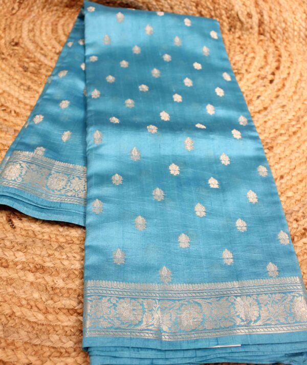 Pure Raw Mango Silk Zari Buttas Banaras Saree - Image 4