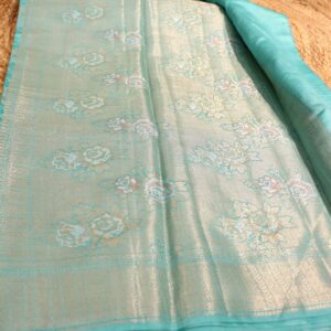 Pure Chiniya Silk Sona Roopa Zari Floral Jaal Banaras Saree