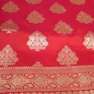 Pinkish Orange Zari Buttas Pure Katan Banaras Silk Saree