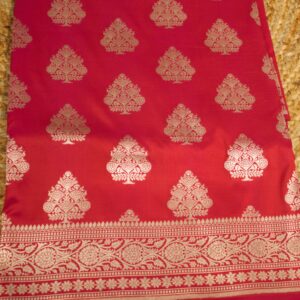 Alternative view of Pinkish Orange Zari Buttas Pure Katan Banaras Silk Saree