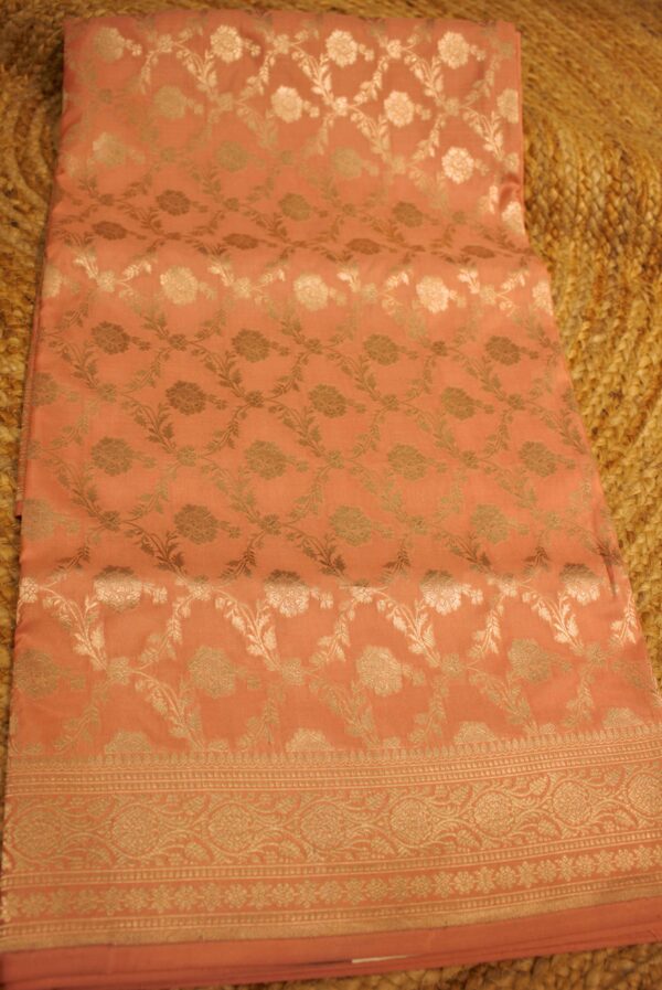 Baby Pink Jaal Pure Katan Banaras Silk Saree