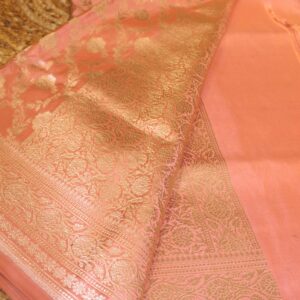 Alternative view of Baby Pink Jaal Pure Katan Banaras Silk Saree