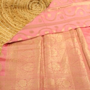 Alternative view of Baby Pink Vertical Stripes & Buttas Pure Chanderi Cotton Saree