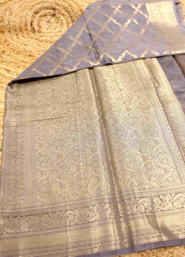 Grey Pure Chanderi Cotton Saree - Image 2