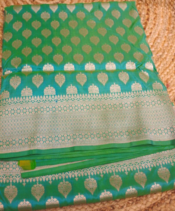 Green Zari Buttas Pure Katan Banaras Silk Saree