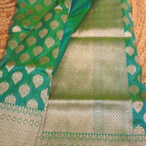 Alternative view of Green Zari Buttas Pure Katan Banaras Silk Saree