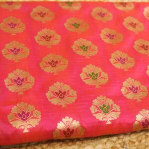 Rani Pink Floral Buttas with Meenakari Pure Katan Banaras Silk Saree